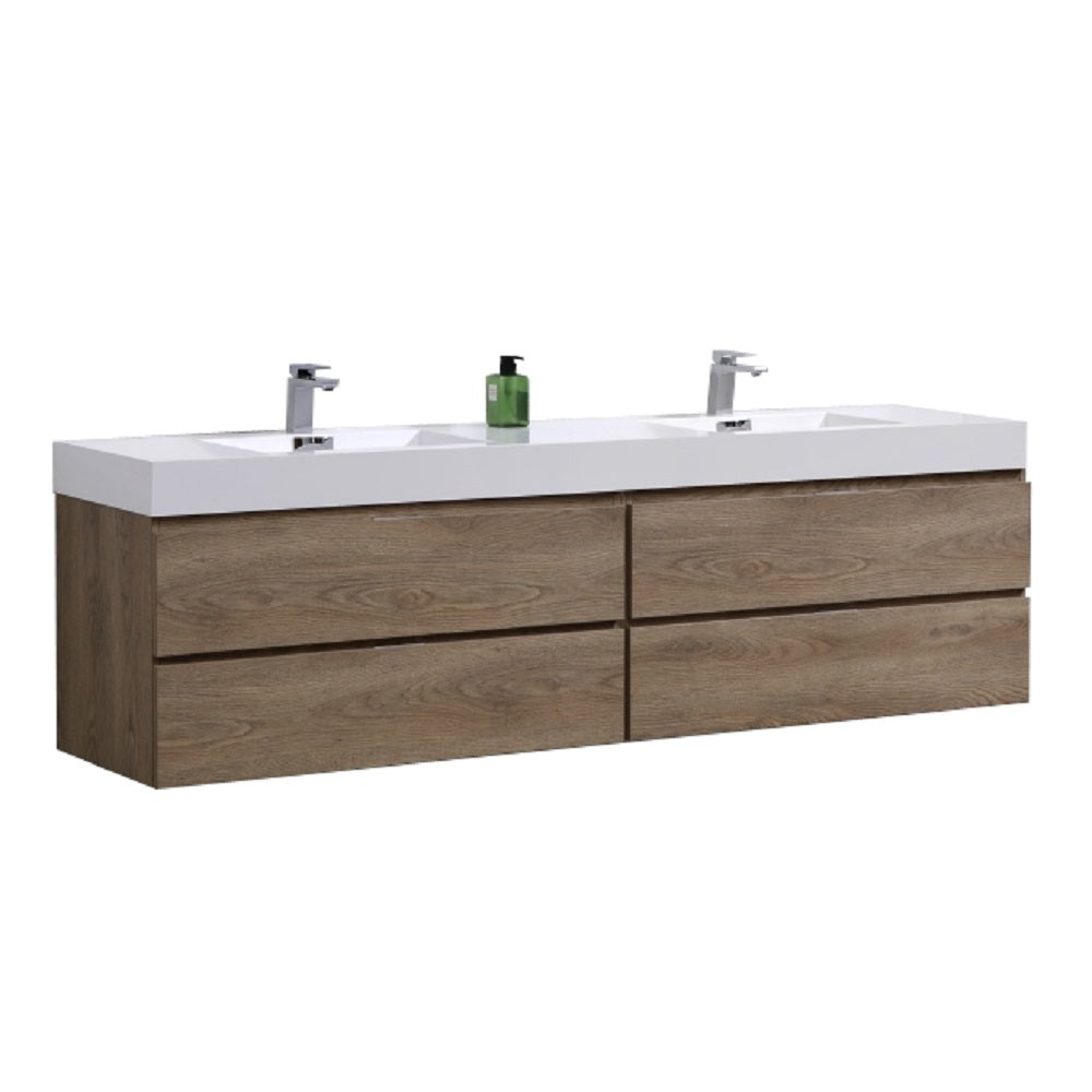 Bliss 72" Double Sink Wall Mount Modern Bathroom Vanity