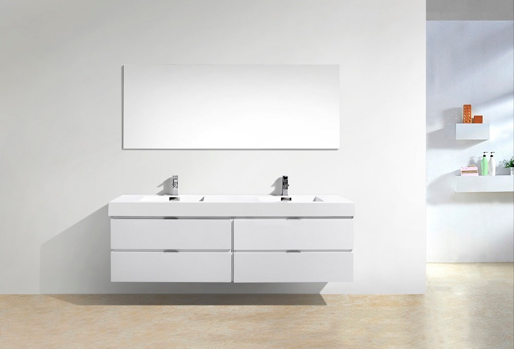 Bliss 80" Double Sink Wall Mount Modern Bathroom Vanity