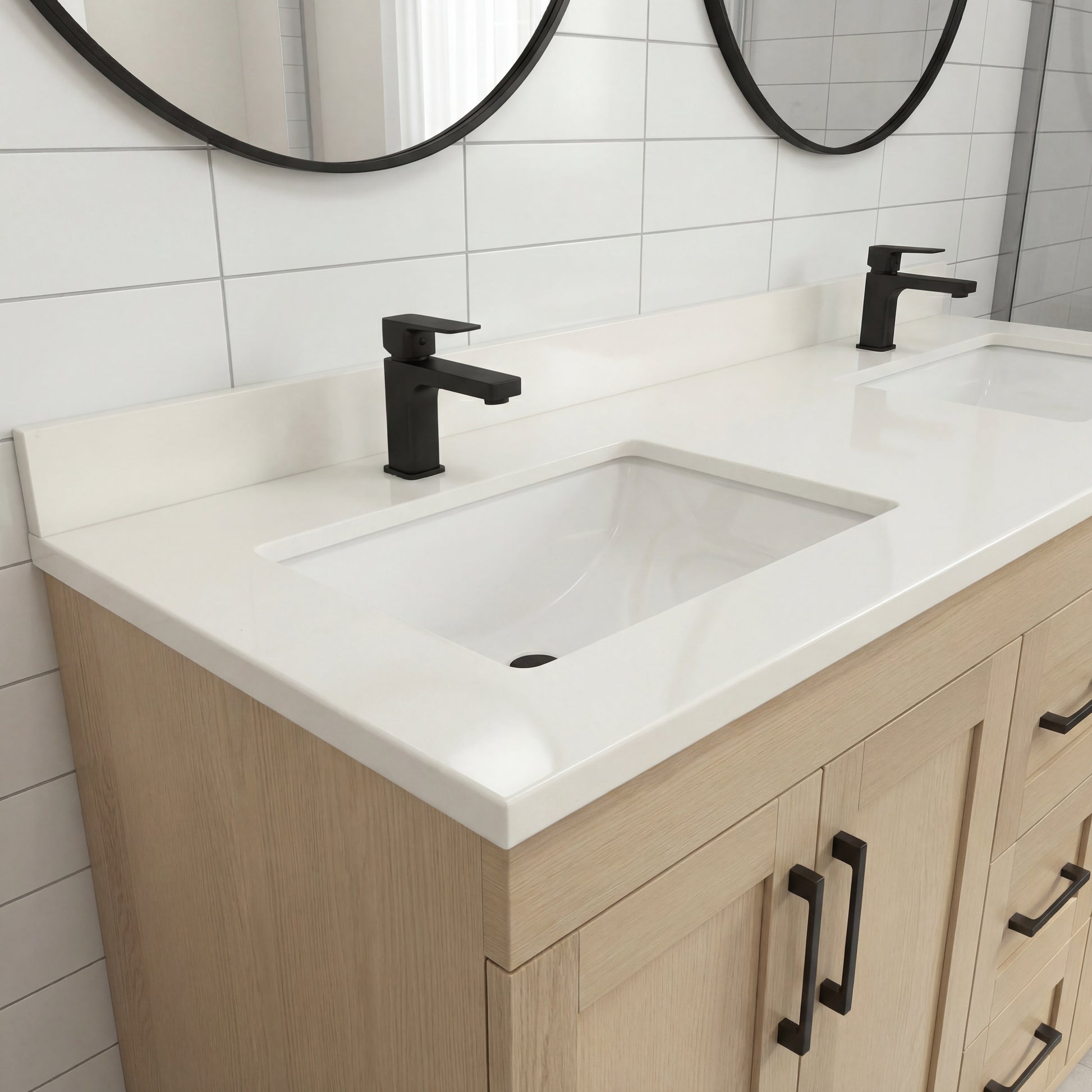 Bridgeport 72" Double Sink Solid-Wood Vanity with Quartz Countertop -Maple