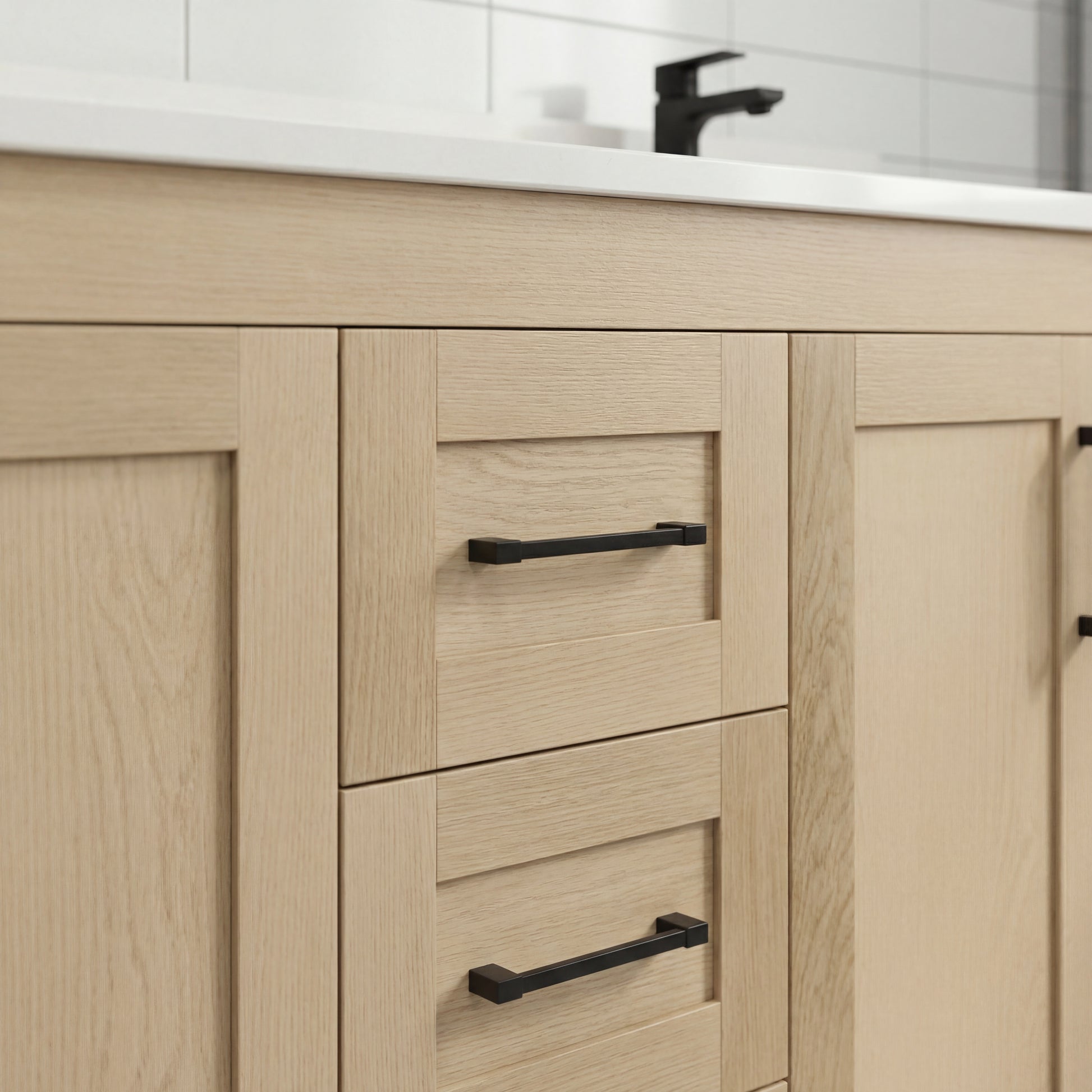 Bridgeport 72" Double Sink Solid-Wood Vanity with Quartz Countertop -Maple