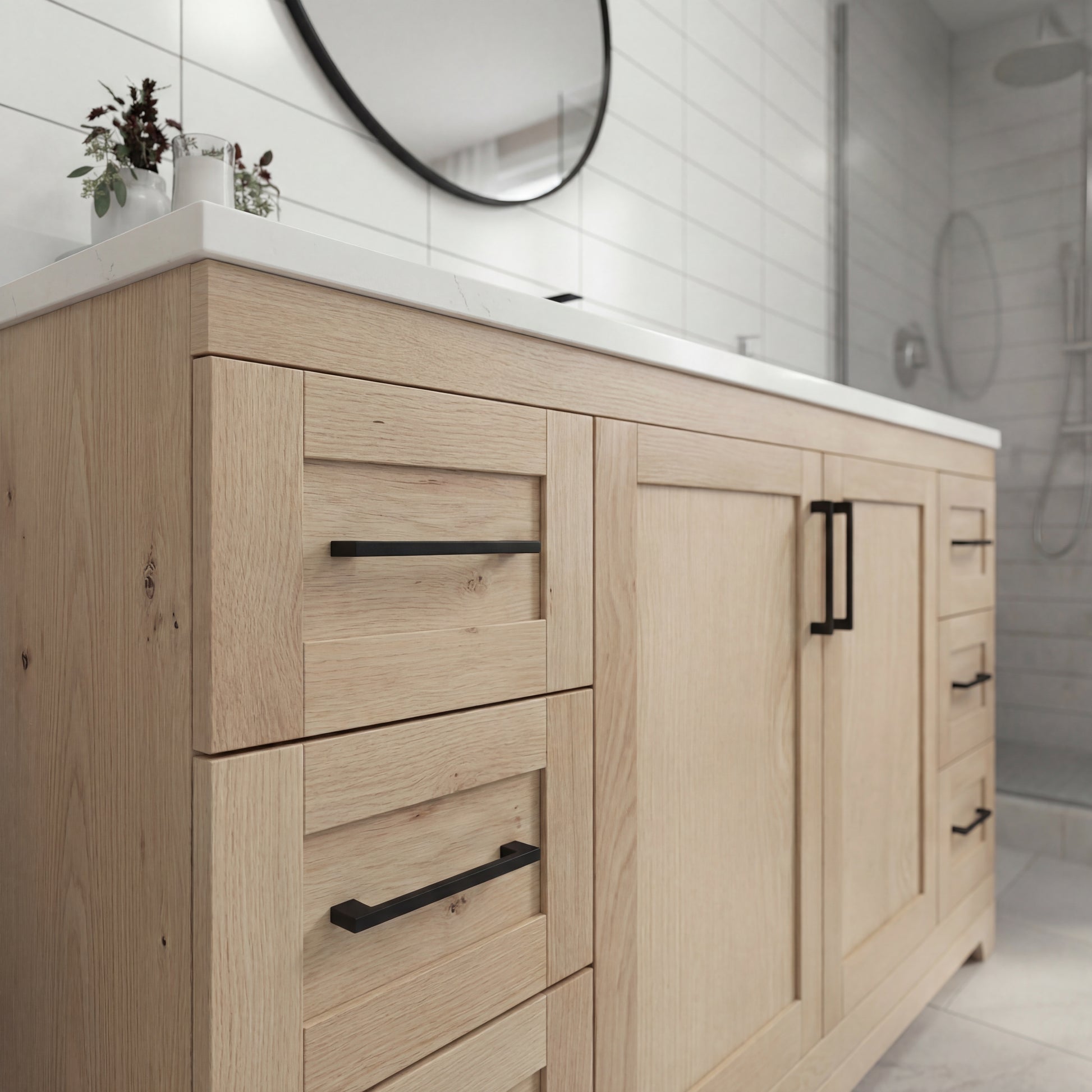 Bridgeport 60" Single Sink Solid-Wood Vanity with Quartz Countertop-Maple