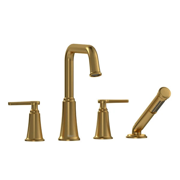 Riobel Momenti 4-Piece Deck-Mount Tub Filler with Hand Shower with Square Spout