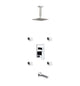 Aqua Piazza Brass Shower Set with 8″ Ceiling Mount Square Rain Shower, Tub Filler and 4 Body Jets