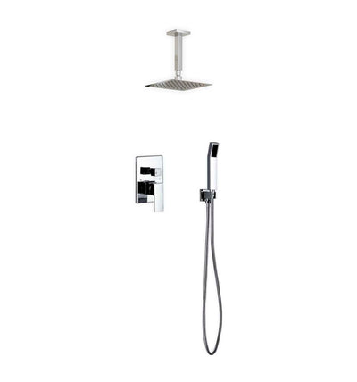 Aqua Piazza Brass Shower Set with 8″ Ceiling Mount Square Rain Shower and Handheld