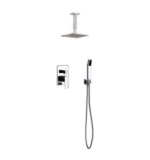 Aqua Piazza Brass Shower Set with 8″ Ceiling Mount Square Rain Shower and Handheld