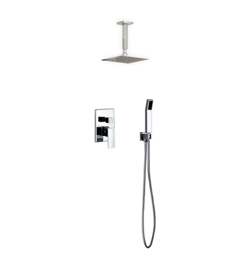 Aqua Piazza Brass Shower Set with 8″ Ceiling Mount Square Rain Shower and Handheld