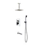 Aqua Piazza Brass Shower Set with 8″ Ceiling Mount Square Rain Shower, Handheld and Tub Filler
