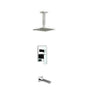 Aqua Piazza Brass Shower Set with 8″ Ceiling Mount Square Rain Shower and Tub Filler