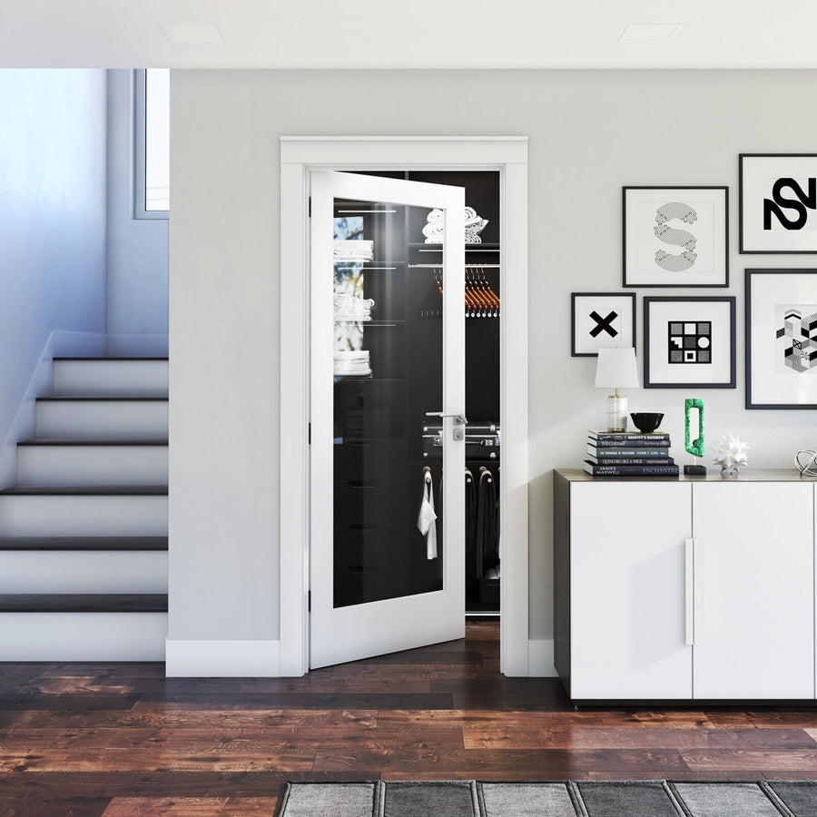 Clear Glass 30-inch x 80-inch x 1-3/8-inch 1-Panel Interior Door Primed White With Tempered Glass