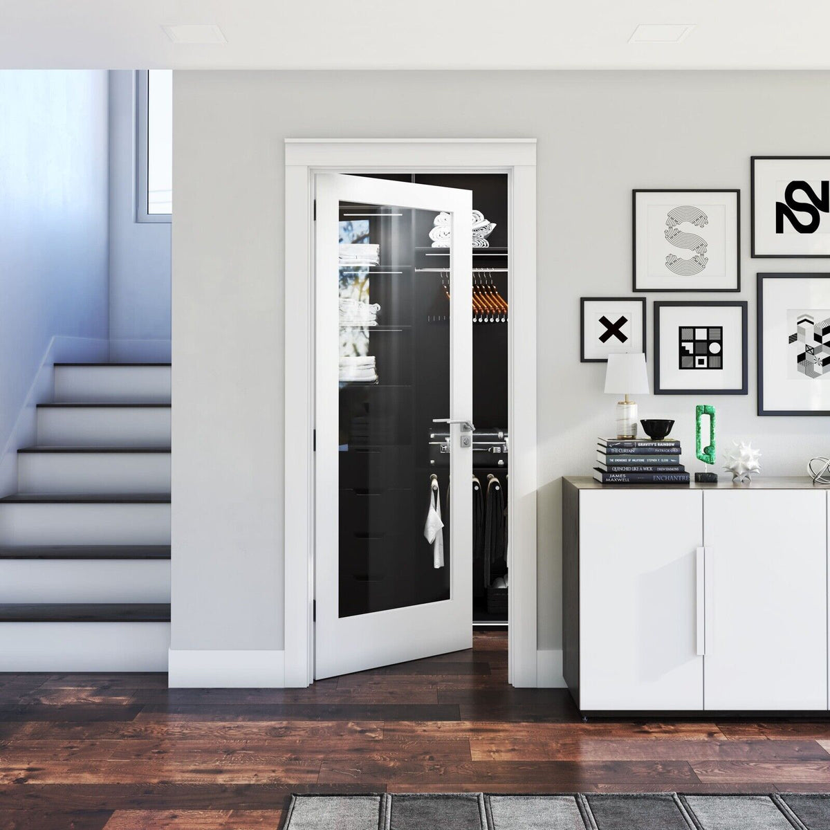 Clear Glass 36-inch x 80-inch x 1-3/8-inch 1-Panel Interior Door Primed White With Tempered Glass