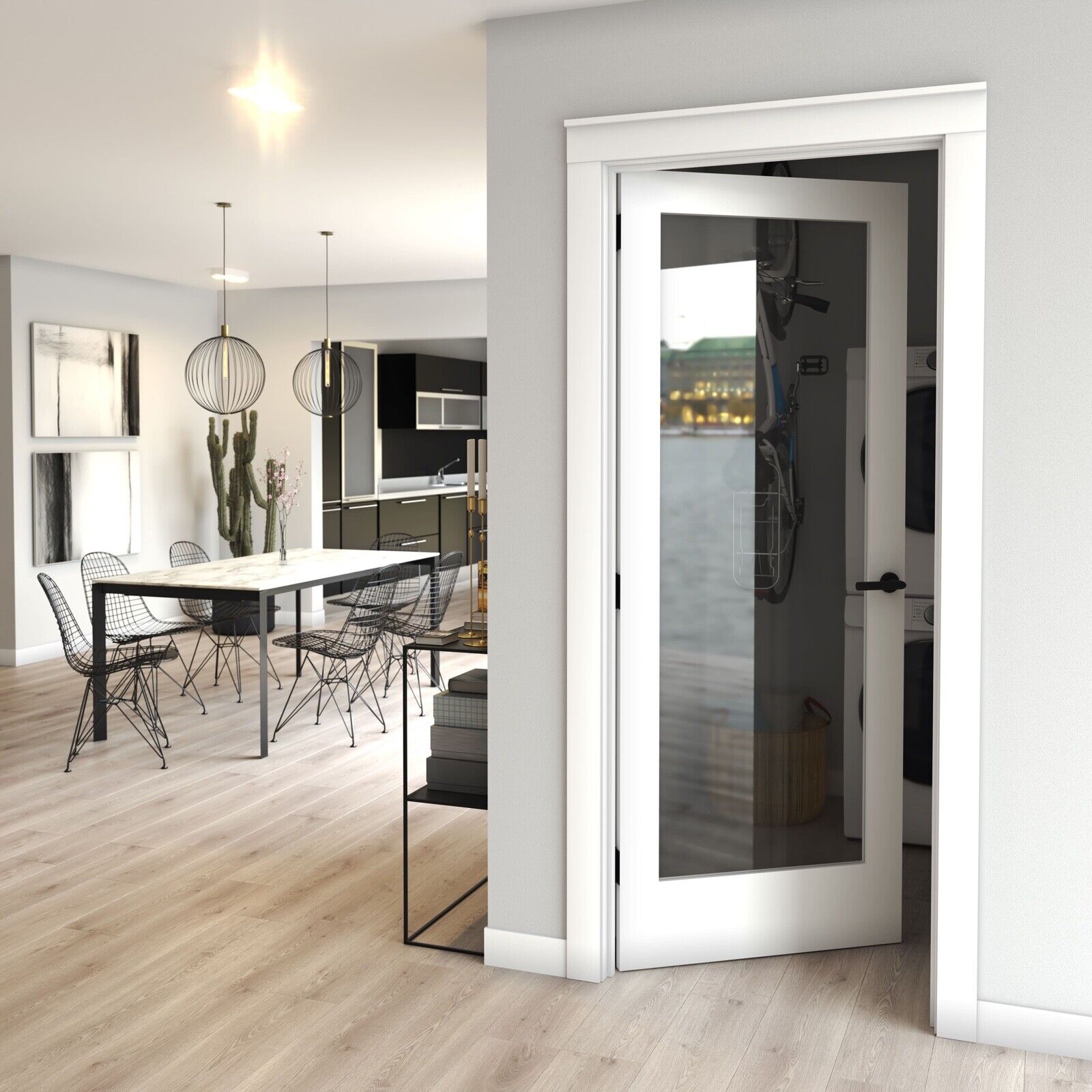 Clear Glass 34-inch x 80-inch x 1-3/8-inch 1-Panel Interior Door Primed White With Tempered Glass