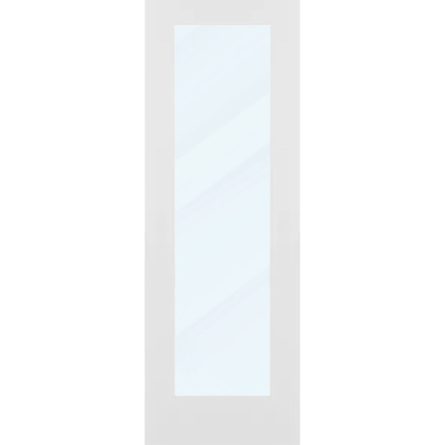 Clear Glass 28-inch x 80-inch x 1-3/8-inch 1-Panel Interior Door Primed White With Tempered Glass