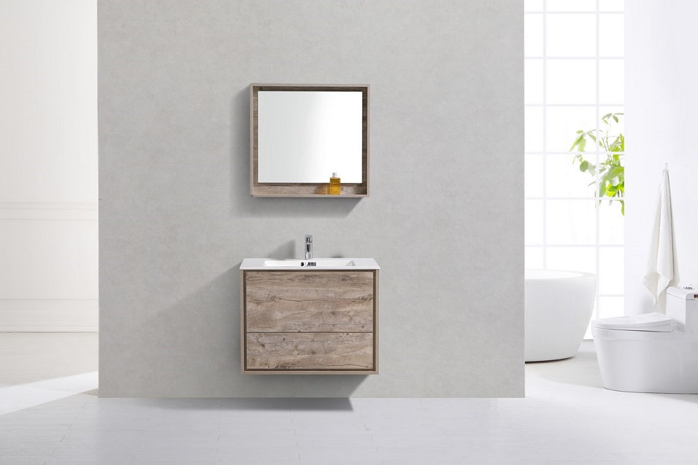 DeLusso 30" Wall Mount Modern Bathroom Vanity