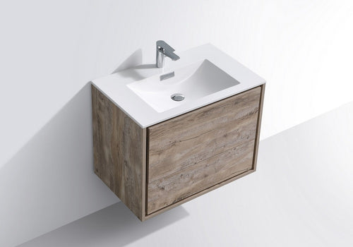 DeLusso 30" Wall Mount Modern Bathroom Vanity