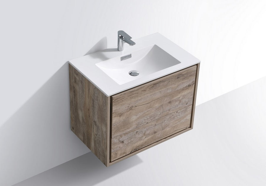 DeLusso 30" Wall Mount Modern Bathroom Vanity