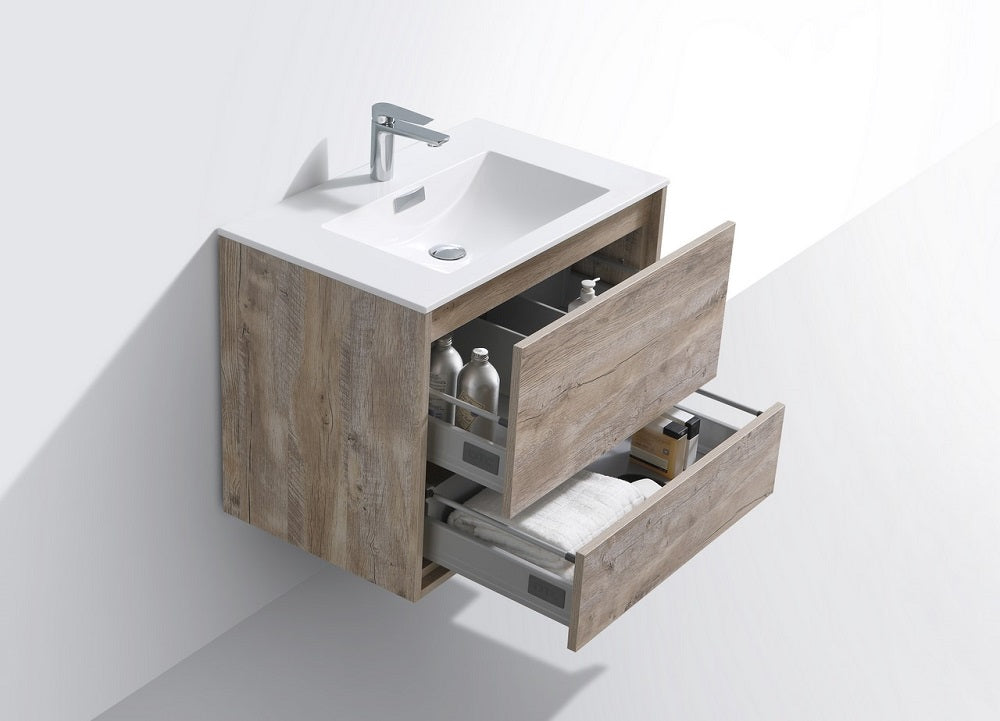 DeLusso 30" Wall Mount Modern Bathroom Vanity