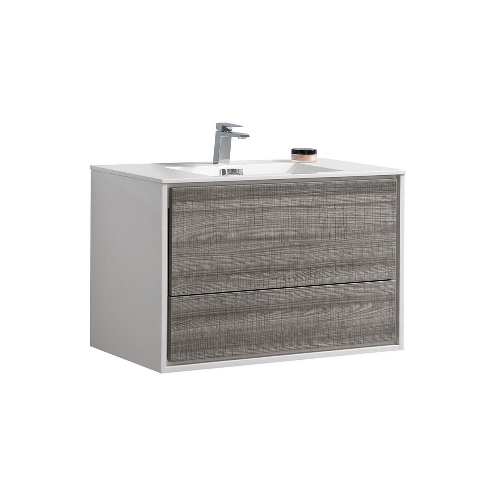 DeLusso 36" Wall Mount Modern Bathroom Vanity