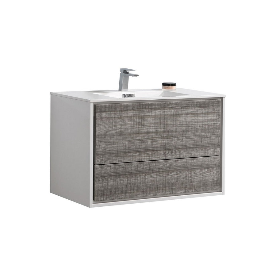 DeLusso 36" Wall Mount Modern Bathroom Vanity