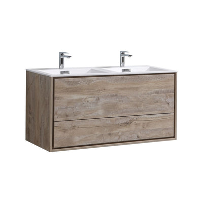 DeLusso 60" Double Sink Wall Mount Modern Bathroom Vanity