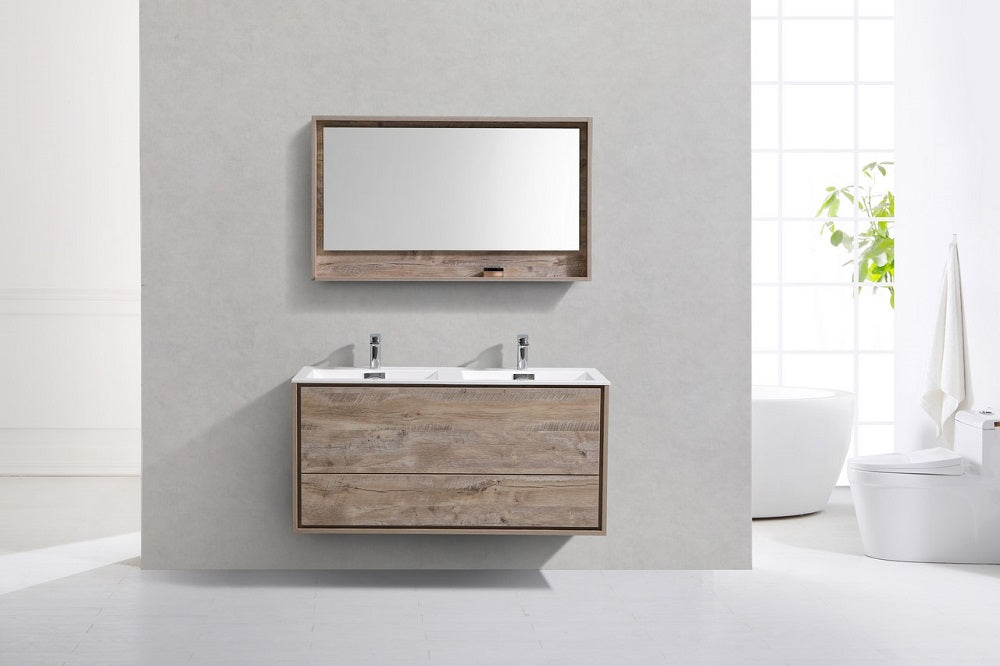 DeLusso 60" Double Sink Wall Mount Modern Bathroom Vanity