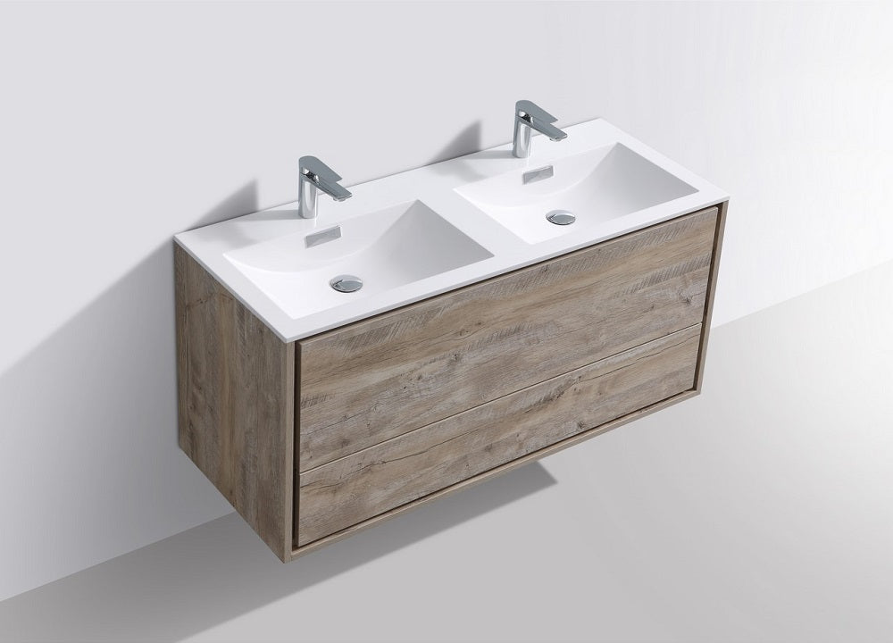 DeLusso 60" Double Sink Wall Mount Modern Bathroom Vanity