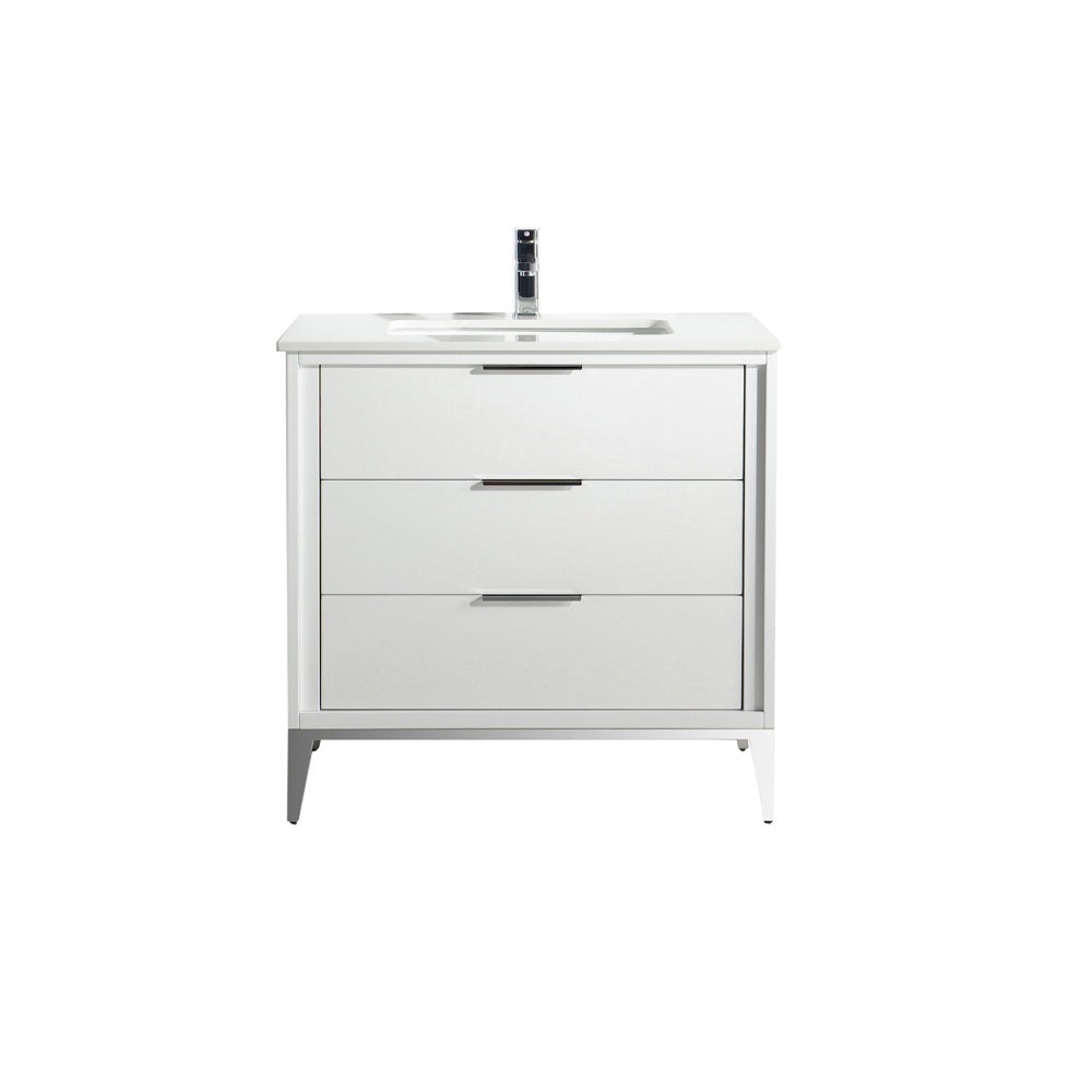 Divani 36" Gloss Vanity with Quartz Countertop