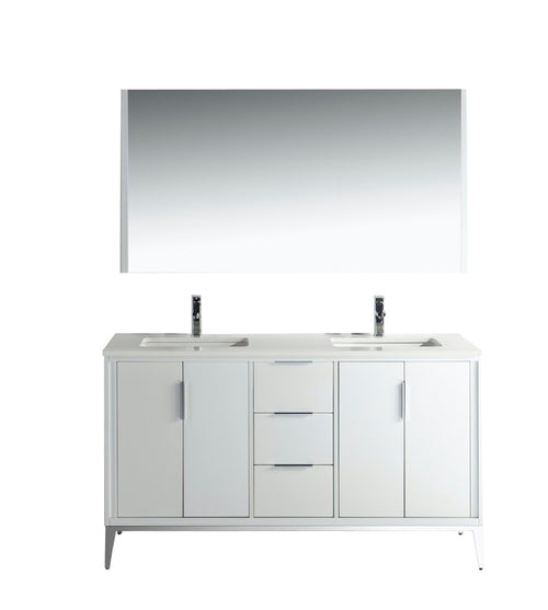 Divani 60" Double Sink Gloss Vanity with Quartz Countertop