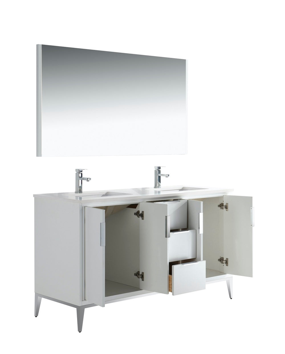Divani 60" Double Sink Gloss Vanity with Quartz Countertop