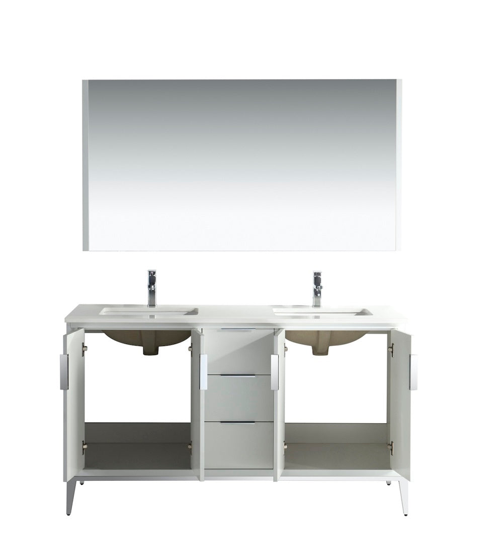 Divani 60" Double Sink Gloss Vanity with Quartz Countertop