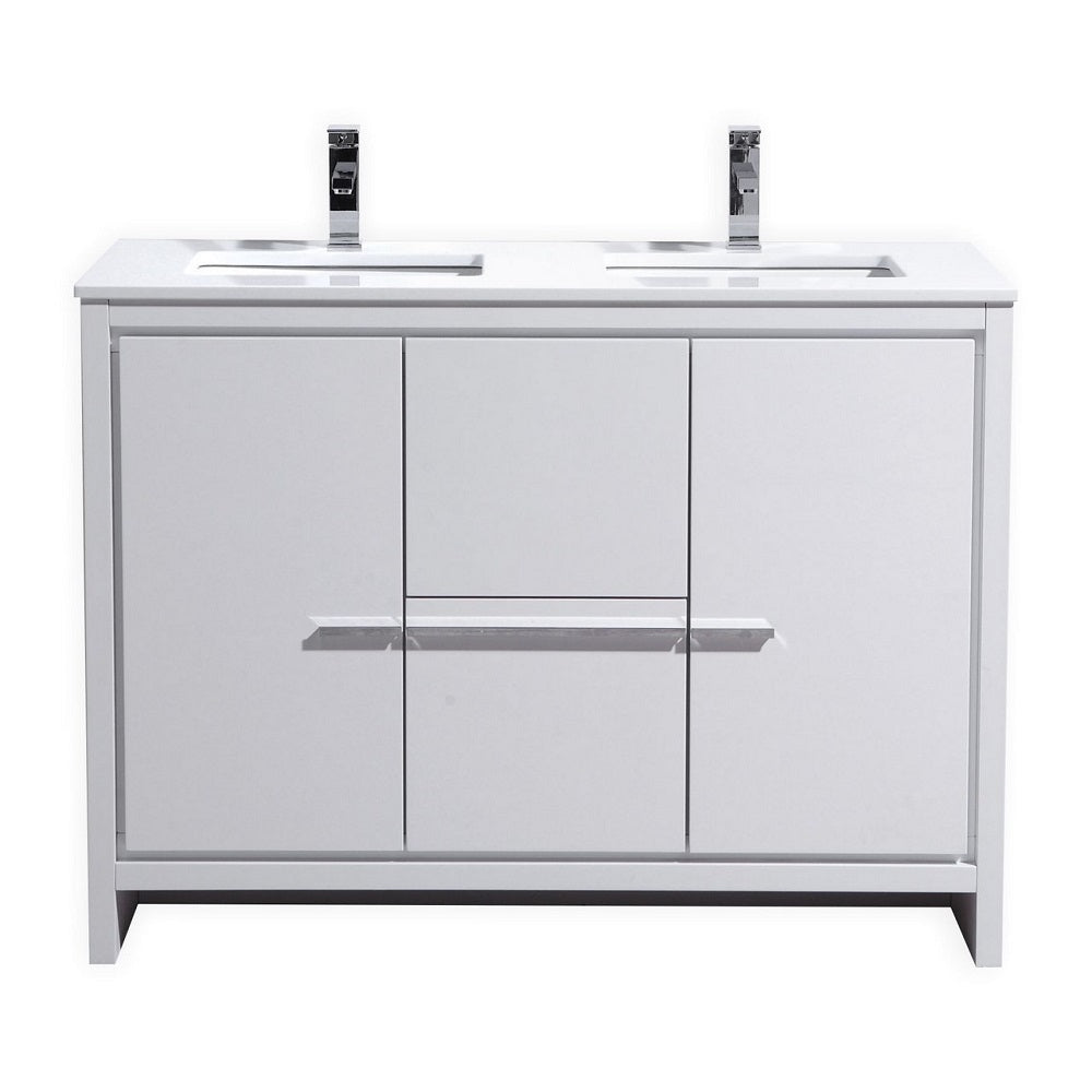 Dolce 48" Double Sink Modern Bathroom Vanity with Quartz Counter-Top