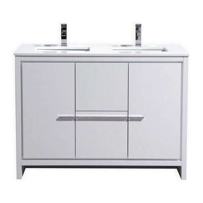 Dolce 48" Double Sink Modern Bathroom Vanity with Quartz Counter-Top