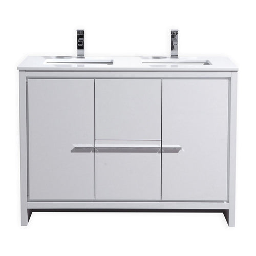 Dolce 48" Double Sink Modern Bathroom Vanity with Quartz Counter-Top