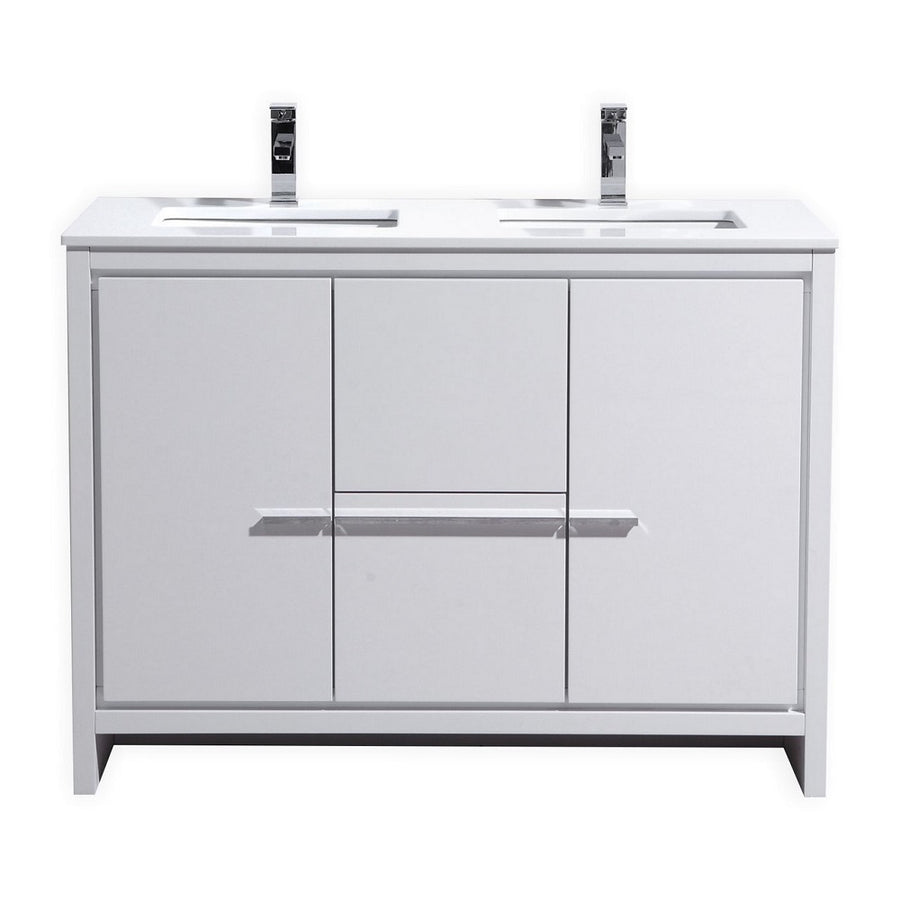 Dolce 48" Double Sink Modern Bathroom Vanity with Quartz Counter-Top