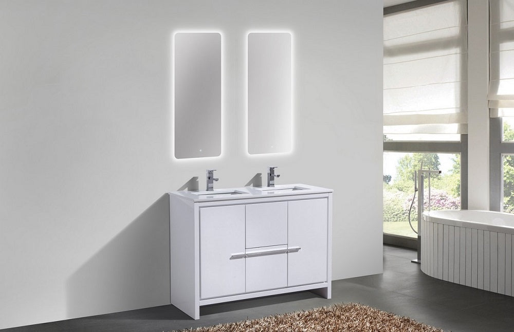 Dolce 48" Double Sink Modern Bathroom Vanity with Quartz Counter-Top