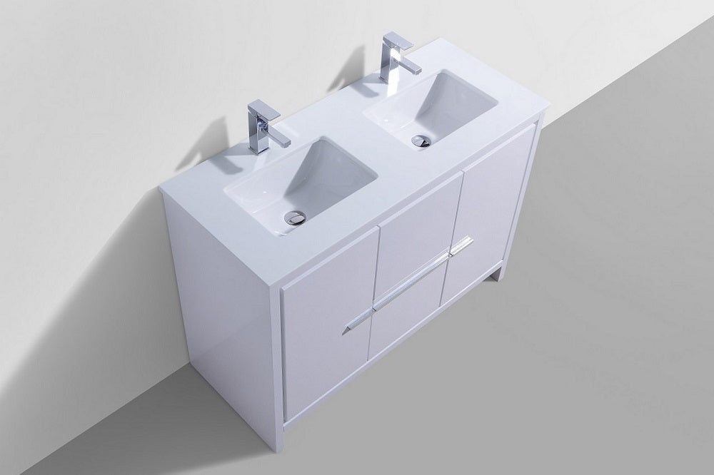 Dolce 48" Double Sink Modern Bathroom Vanity with Quartz Counter-Top