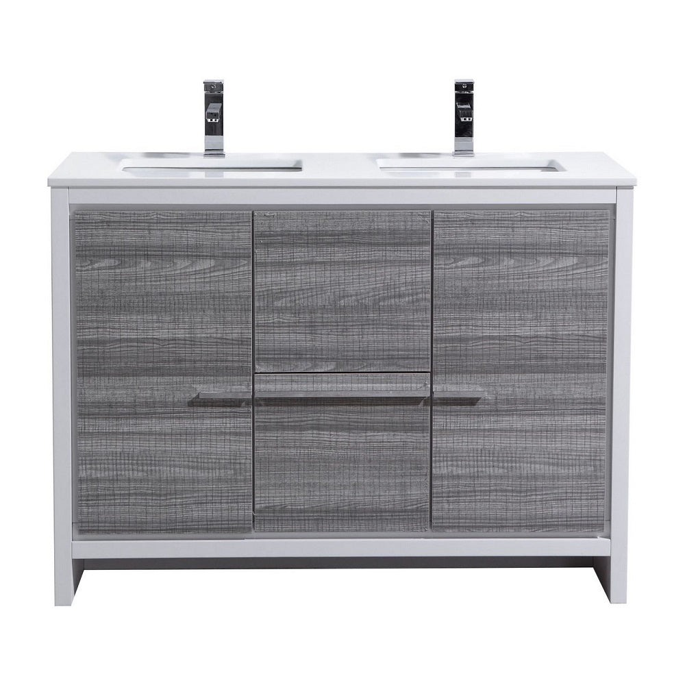 Dolce 48" Double Sink Modern Bathroom Vanity with Quartz Counter-Top