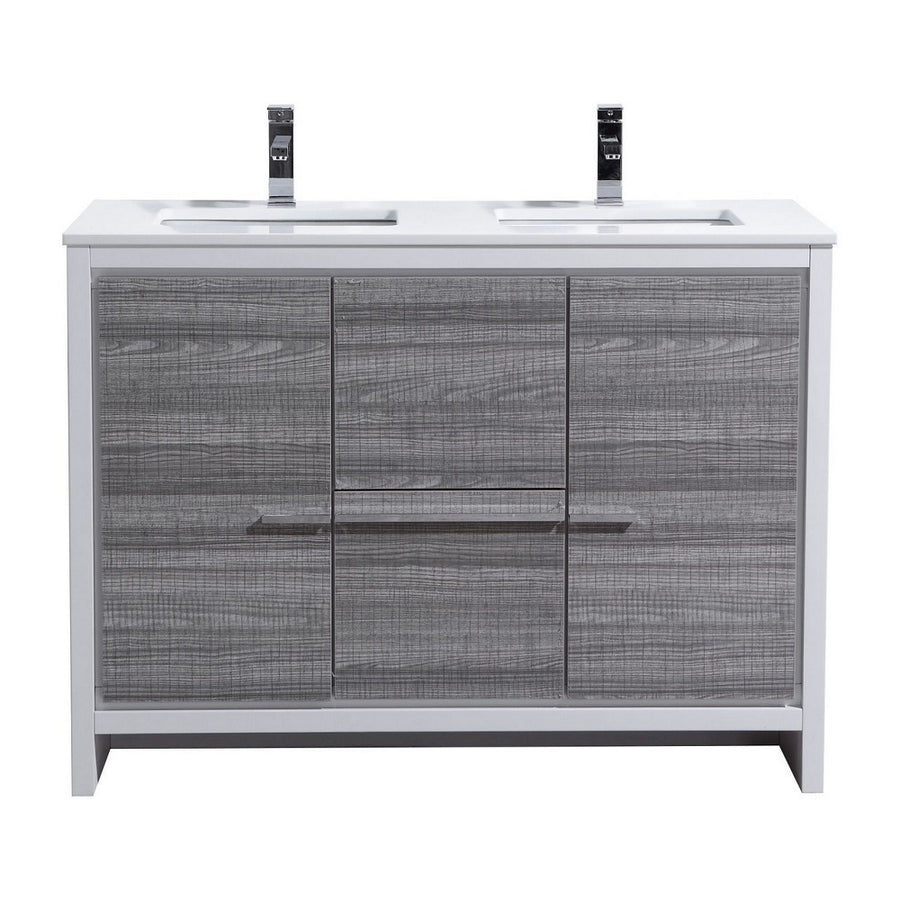 Dolce 60" Double Sink Modern Bathroom Vanity with Quartz Counter-Top