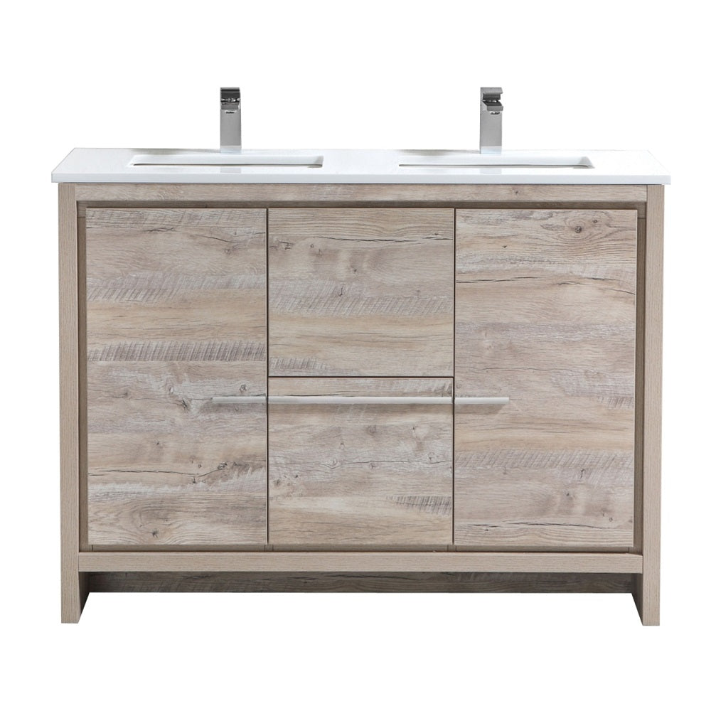 Dolce 48" Double Sink Modern Bathroom Vanity with Quartz Counter-Top