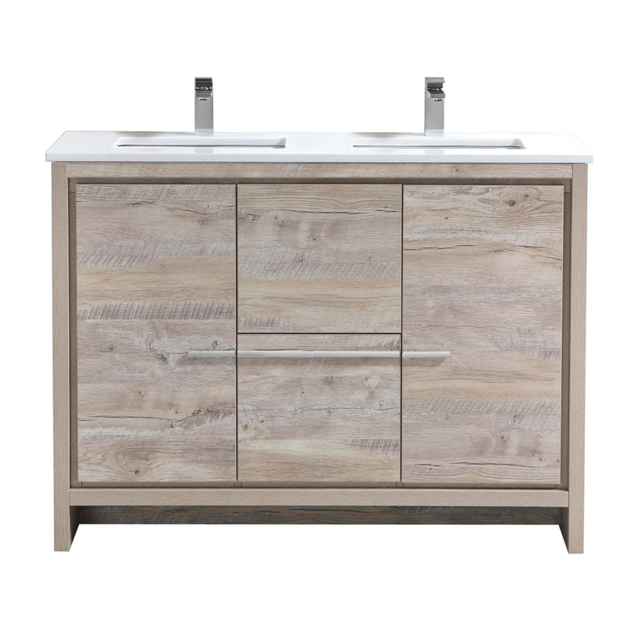 Dolce 48" Double Sink Modern Bathroom Vanity with Quartz Counter-Top