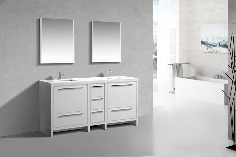 Dolce 72" Double Sink Modern Bathroom Vanity with Quartz Counter-Top