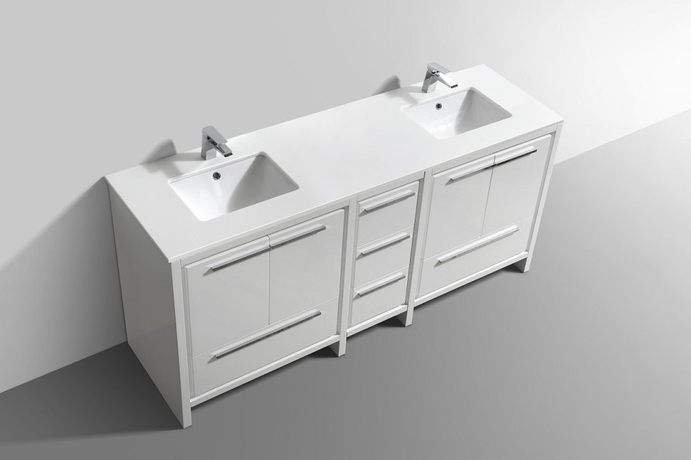 Dolce 72" Double Sink Modern Bathroom Vanity with Quartz Counter-Top