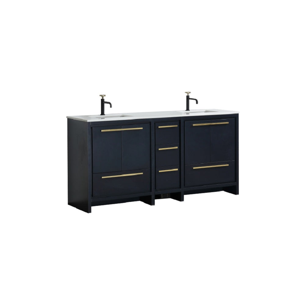 Dolce 72" Double Sink Modern Bathroom Vanity with Quartz Counter-Top
