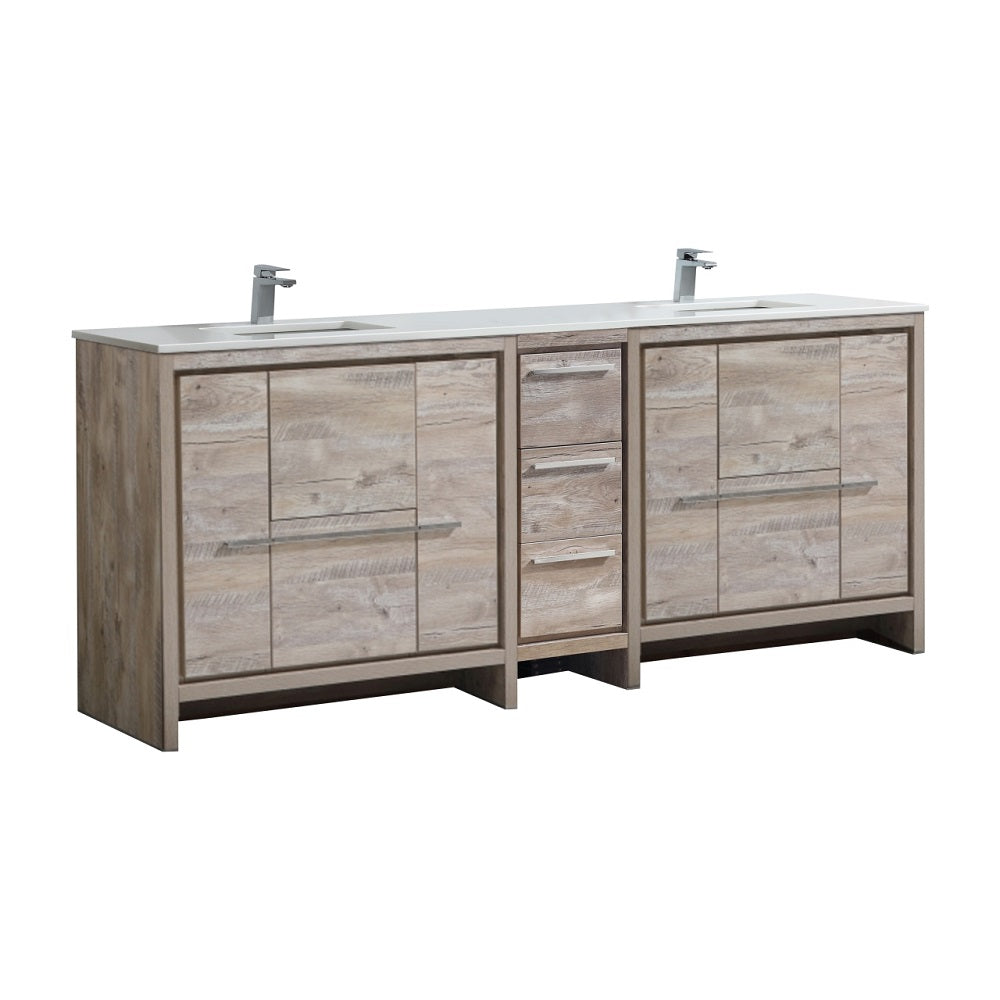 Dolce 82" Double Sink Modern Bathroom Vanity with Quartz Counter-Top