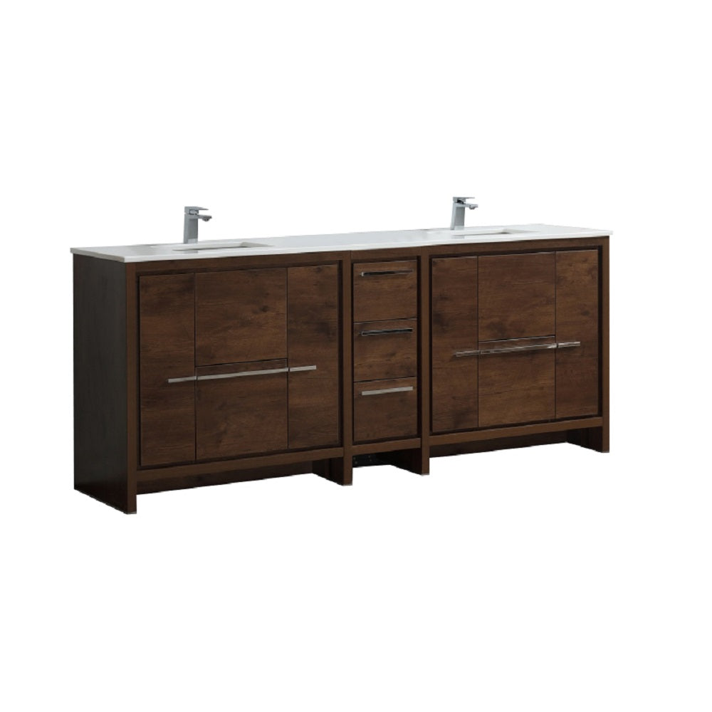 Dolce 82" Double Sink Modern Bathroom Vanity with Quartz Counter-Top