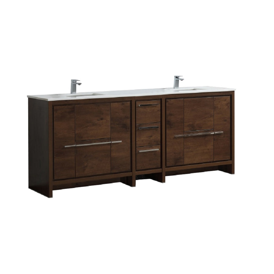 Dolce 82" Double Sink Modern Bathroom Vanity with Quartz Counter-Top