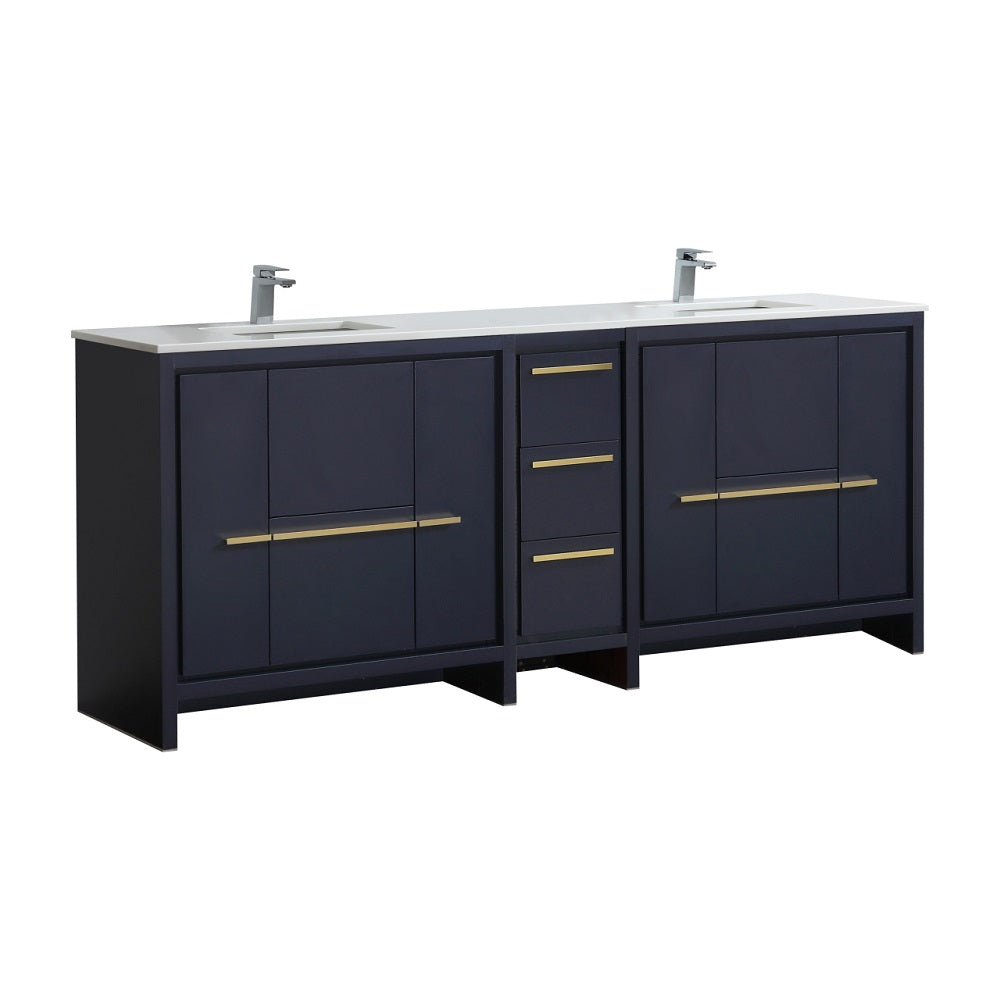 Dolce 82" Double Sink Modern Bathroom Vanity with Quartz Counter-Top