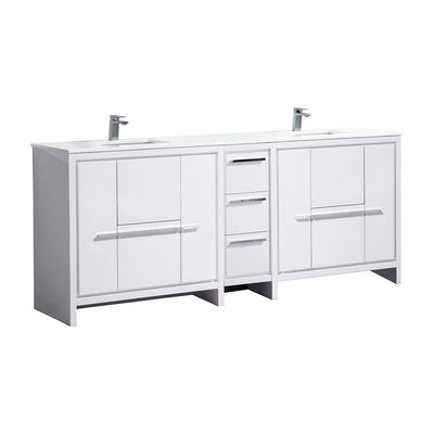 Dolce 82" Double Sink Modern Bathroom Vanity with Quartz Counter-Top