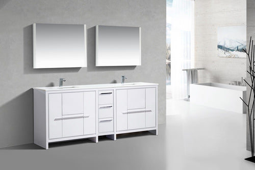 Dolce 82" Double Sink Modern Bathroom Vanity with Quartz Counter-Top