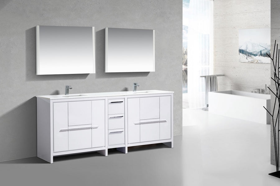 Dolce 82" Double Sink Modern Bathroom Vanity with Quartz Counter-Top
