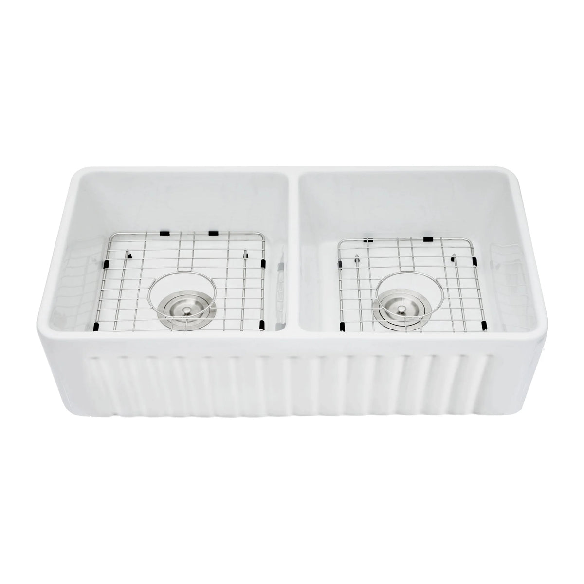 Emirald 33" x 18" Fire Clay Farmhouse Double Kitchen Sink